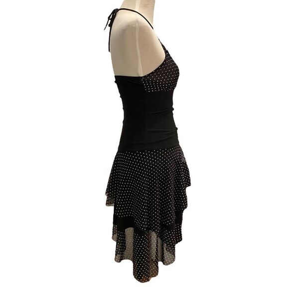 Forever Flowy Black And White Hi Low Polka Dot Layered Mini Cami Dress - Picture 6 of 7